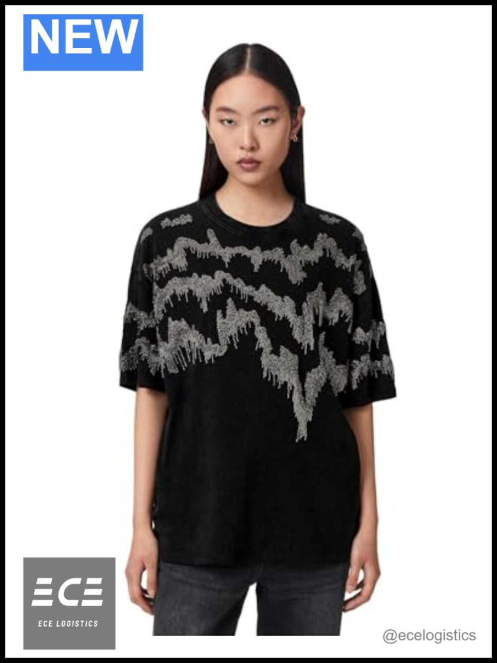 AllSaints Maia Etta Tee Crew Neck Short Sleeve Modern Fit T-Shirt